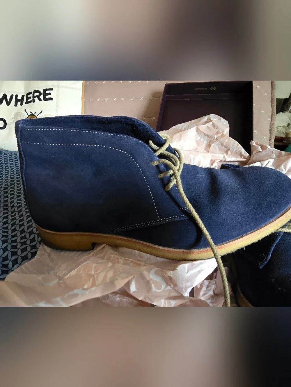 Johnston & Murphy Navy Suede Chukka Boots